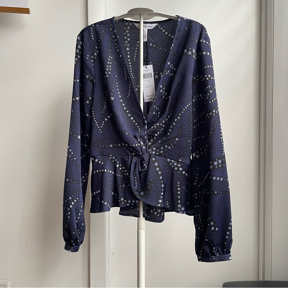 NWT BCBGeneration Twilight Blue Long Sleeve Blouse
